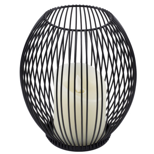GloboStar® GloboStar® CADLE 76496 Διακοσμητικό Realistic Κερί με LED Εφέ Κινούμενης Φλόγας - Μπαταρίας 2 x AA (Δεν Συμπεριλαμβάνονται) & Ασύρματο Χειριστήριο IR Θερμό Λευκό 2700K Dimmable Μαύρο Φ16 x Υ18cm