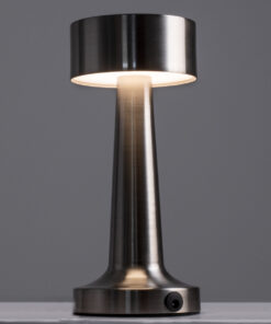 Alternative view of GloboStar® BELLA 76504 Επαναφορτιζόμενο Επιτραπέζιο Φωτιστικό Πορτατίφ LED 1.5W 105lm 120° DC 5V IP44 Θερμό Λευκό 2700K Dimmable Ασημί Αλουμίνιο - Μ9 x Π9 x Υ21cm - 2 Xρόνια Εγγύηση