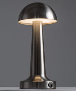 Alternative view of GloboStar® COCO 76510 Επαναφορτιζόμενο Επιτραπέζιο Φωτιστικό Πορτατίφ LED 1.5W 105lm 120° DC 5V IP44 Θερμό Λευκό 2700K Dimmable Ασημί Αλουμίνιο - Μ10 x Π10 x Υ22cm - 2 Xρόνια Εγγύηση