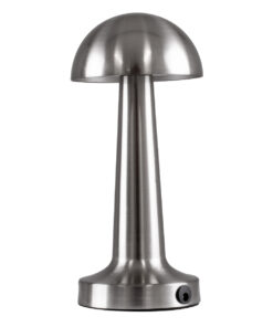 GloboStar® COCO 76510 Επαναφορτιζόμενο Επιτραπέζιο Φωτιστικό Πορτατίφ LED 1.5W 105lm 120° DC 5V IP44 Θερμό Λευκό 2700K Dimmable Ασημί Αλουμίνιο - Μ10 x Π10 x Υ22cm - 2 Xρόνια Εγγύηση 12 76510 3