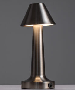 Alternative view of GloboStar® MOLLY 76516 Επαναφορτιζόμενο Επιτραπέζιο Φωτιστικό Πορτατίφ LED 1.5W 105lm 120° DC 5V IP44 Θερμό Λευκό 2700K Dimmable Ασημί Αλουμίνιο - Μ10 x Π10 x Υ23cm - 2 Xρόνια Εγγύηση