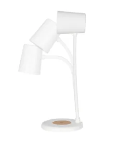 GloboStar® GLOBOSTAR® LUCORA 76555 Μοντέρνο Επιτραπέζιο Φωτιστικό Γραφείου με Ασύρματη Φόρτιση 10W 2A & 4W Bluetooth Ηχείο LED 3W 300lm 120° DC 5V με USB-C IP20 Ρυθμιζόμενο Λευκό CCT με Αφή 2700K/4500K/6000K Dimmable - Sanan SMD Chip - Λευκό - Μ12 x Π12 x Υ32cm - 2 Χρόνια Εγγύηση