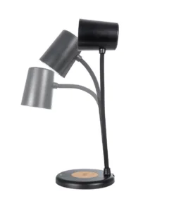 GloboStar® GLOBOSTAR® LUCORA 76556 Μοντέρνο Επιτραπέζιο Φωτιστικό Γραφείου με Ασύρματη Φόρτιση 10W 2A & 4W Bluetooth Ηχείο LED 3W 300lm 120° DC 5V με USB-C IP20 Ρυθμιζόμενο Λευκό CCT με Αφή 2700K/4500K/6000K Dimmable - Sanan SMD Chip - Μαύρο - Μ12 x Π12 x Υ32cm - 2 Χρόνια Εγγύηση