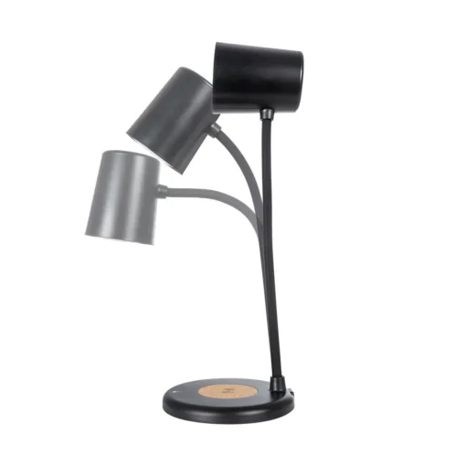 GloboStar® GLOBOSTAR® LUCORA 76556 Μοντέρνο Επιτραπέζιο Φωτιστικό Γραφείου με Ασύρματη Φόρτιση 10W 2A & 4W Bluetooth Ηχείο LED 3W 300lm 120° DC 5V με USB-C IP20 Ρυθμιζόμενο Λευκό CCT με Αφή 2700K/4500K/6000K Dimmable - Sanan SMD Chip - Μαύρο - Μ12 x Π12 x Υ32cm - 2 Χρόνια Εγγύηση