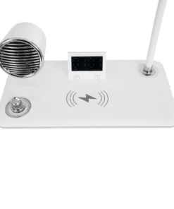 GLOBOSTAR® OLDY 76557 Μοντέρνο Επιτραπέζιο Φωτιστικό Γραφείου με Ασύρματη Φόρτιση 15W 3A, 5W Bluetooth Ηχείο & Ψηφιακό Ρολόι LED 3W 300lm 120° DC 5V με USB-C IP20 Ρυθμιζόμενο Λευκό CCT με Αφή 2700K/4500K/6000K Dimmable - Sanan SMD Chip - Λευκό - Μ13 x Π25 x Υ43cm - 2 Χρόνια Εγγύηση 20 76557 7