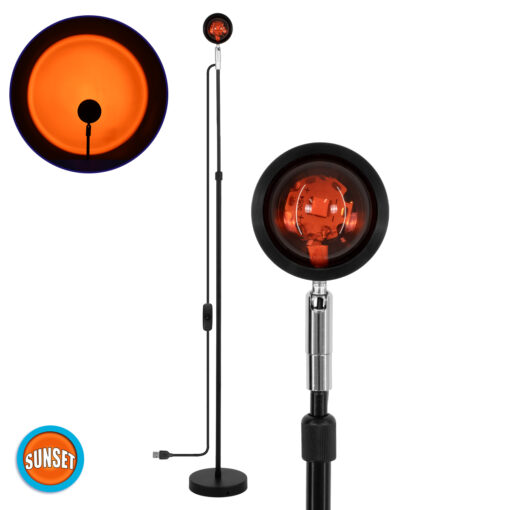 GloboStar® GloboStar® 00818 Μοντέρνο Minimal Επιδαπέδιο Φωτιστικό Μεταλλικό Μονόφωτο LED 12W DC 5V με Projector LENS Ειδικού Εφέ & Καλώδιο Τροφοδοσίας USB Rotation Head 180° SUNSET