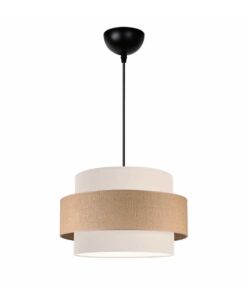 GloboStar® GLOBOSTAR® SOHO 204-0172 Μοντέρνο Κρεμαστό Φωτιστικό Οροφής με Ντουί 1 x E27 AC 220-240V IP20 - Καφέ & Μπεζ - Μ30 x Π30 x Υ20cm