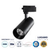 GloboStar® GloboStar® LUGANO 60815 Μονοφασικό Φωτιστικό Σποτ Ράγας LED 30W 3900lm 36° Acrylic HQ LENS AC 220-240V IP20 Φ7.5 x Υ22.7cm Ψυχρό Λευκό 6000K - EUROTRACK® System 1L+1N - Μαύρο - Bridgelux Chip - TÜV Certified Driver - 5 Χρόνια Εγγύηση