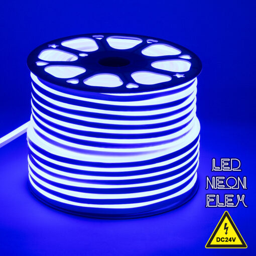 GloboStar® GLOBOSTAR® NEOVALE 70565 Ταινία Neon Flex LED 12W/m 600lm/m 120° DC 220-240V Αδιάβροχο IP65 120 x SMD2835 Chip/m Μπλε Dimmable - Μ100 x Π0.8 x Υ1.6cm - 3 Χρόνια Εγγύηση