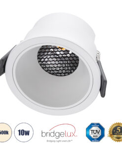 GloboStar® GloboStar® PLUTO-M 60254 Χωνευτό LED Spot Downlight TrimLess Φ8.4cm 10W 1300lm 38° AC 220-240V IP20 Φ8.4 x Υ5.9cm - Στρόγγυλο - Λευκό & Anti-Glare HoneyComb - Φυσικό Λευκό 4500K - Bridgelux COB - 5 Years Warranty