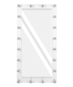 Alternative view of GloboStar® MAKEUP MIRROR-160x80-4 Μοντέρνος Καθρέπτης Μακιγιάζ με Πλαίσιο Φυσικού Ξύλου με Διακόπτη On/Off 20 x E27 AC220-240V - Μ80 x Π7 x Υ160cm - Λευκή Λάκα