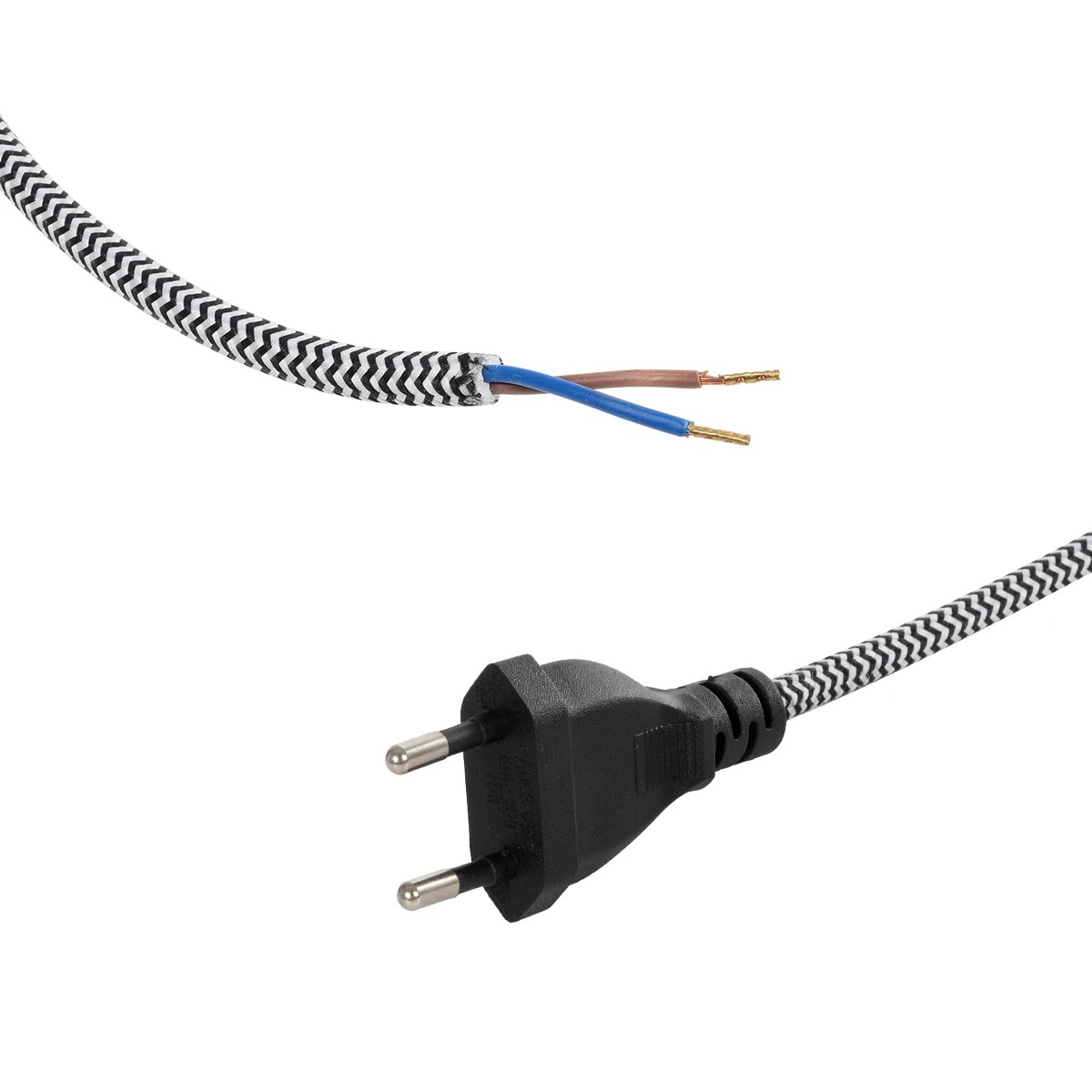 GLOBOSTAR® WHIP 77670 Μοντέρνο DIY Φωτιστικό με Υφασμάτινο Καλώδιο, Ντουί 1 x E27 & Διακόπτη On/Off AC 220-240V IP20 - Ασημί & Μαύρο - Μ140 x Π2.7 x Υ1.9cm 2 Ντουί 1 x E27 & Διακόπτη On/Off AC 220-240V IP20 - Ασημί & Μαύρο - Μ140 x Π2.7 x Υ1.9cm