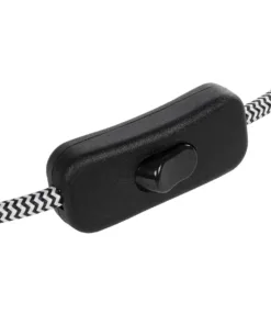 Alternative view of GLOBOSTAR® WHIP 77670 Μοντέρνο DIY Φωτιστικό με Υφασμάτινο Καλώδιο, Ντουί 1 x E27 & Διακόπτη On/Off AC 220-240V IP20 - Ασημί & Μαύρο - Μ140 x Π2.7 x Υ1.9cm