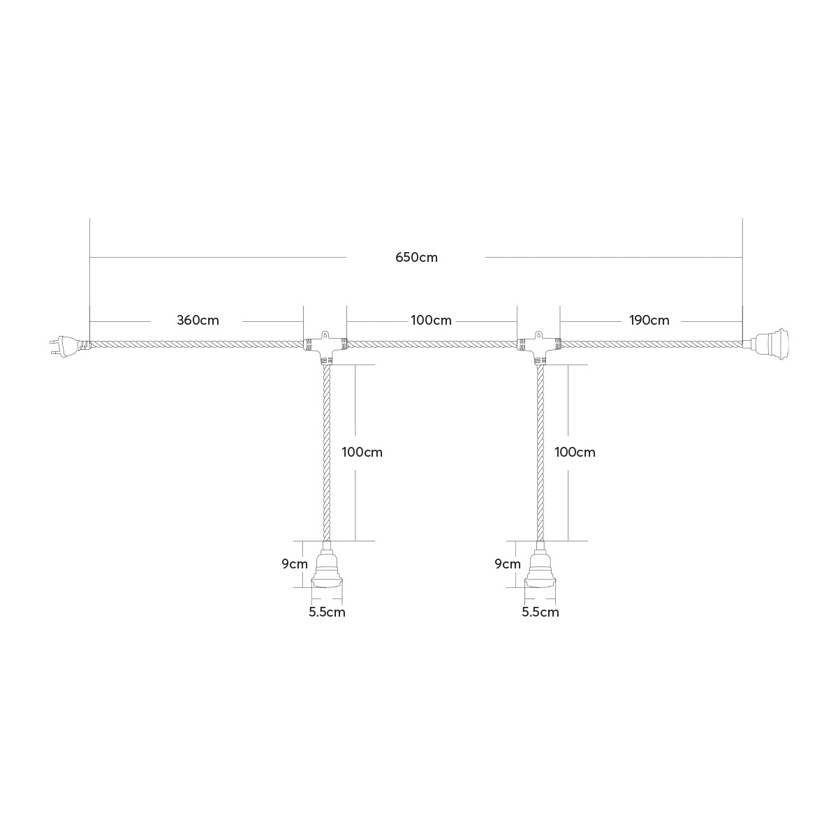 GLOBOSTAR® WHIP 77676 Μοντέρνο DIY Φωτιστικό με Υφασμάτινο Καλώδιο, Ντουί 3 x E27, Διακόπτη On/Off & Πρίζα AC 220-240V IP20 - Μπεζ & Μαύρο - Μ650 x Π5.5 x Υ100cm 10 GLOBOSTAR® WHIP 77676 Μοντέρνο DIY Φωτιστικό με Υφασμάτινο Καλώδιο, Ντουί 3 x E27, Διακόπτη On/Off & Πρίζα AC 220-240V IP20 - Μπεζ & Μαύρο - Μ650 x Π5.5 x Υ100cm - Image 9