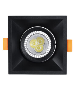 GloboStar® ALPHA 77833 Χωνευτό Κινούμενο Τετράγωνο Σποτ Οροφής για Λάμπα MR16/GU10 - IP20 - Χυτό Αλουμίνιο - Μ9 x Π9 x Υ4.5cm - Μαύρο - 5 Χρόνια Εγγύηση 14 77833 6