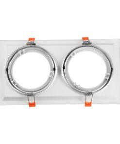 Alternative view of GloboStar® VITA 77854 Χωνευτό Κινούμενο Διπλό Τετράγωνο Σποτ Οροφής για Λάμπα AR111 - IP20 - Χυτό Αλουμίνιο - M33.5 x Π17.5 x Y5.5cm - Λευκό - 5 Χρόνια Εγγύηση