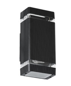 Alternative view of GLOBOSTAR® QUATRO 77893 Μοντέρνο Φωτιστικό Τοίχου - Απλίκα με Ντουί 2 x GU10 AC 220-240V Αδιάβροχο IP65 - Μαύρο Ματ - Μ11 x Π10 x Υ25.5cm