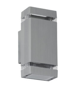 Alternative view of GLOBOSTAR® QUATRO 77895 Μοντέρνο Φωτιστικό Τοίχου - Απλίκα με Ντουί 2 x GU10 AC 220-240V Αδιάβροχο IP65 - Γκρι Ματ - Μ11 x Π10 x Υ25.5cm