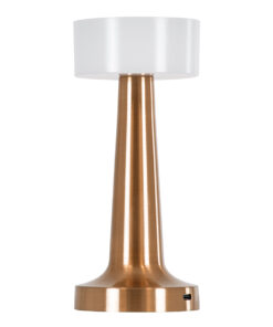 GloboStar® GloboStar® NANNA 76474 Επαναφορτιζόμενο Επιτραπέζιο Φωτιστικό Πορτατίφ LED 1.5W 105lm 120° DC 5V IP44 CCT Ultra Θερμό 1500K - Φυσικό Λευκό 4500K - Ψυχρό Λευκό 6000K Dimmable Χάλκινο & Λευκό Πλαστικό - Μ9 x Π9 x Υ21cm - 2 Χρόνια Εγγύηση