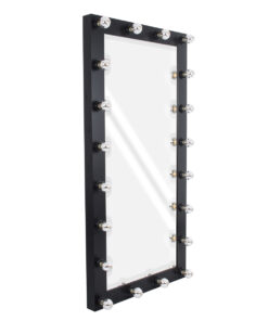 GloboStar® GloboStar® MAKEUP MIRROR-160x80-5 Μοντέρνος Καθρέπτης Μακιγιάζ με Πλαίσιο Φυσικού Ξύλου με Διακόπτη On/Off 20 x E27 AC220-240V - Μ80 x Π7 x Υ160cm - Μαύρος Έβενος