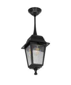 GloboStar® GloboStar® SOLME 203-0209 Vintage Κρεμαστό Φωτιστικό Φαναράκι Μονόφωτο 1 x E27 IP44 Μαύρο Πλαστικό - Μ15 x Π15 x Υ27cm