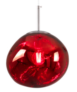 GloboStar® GLOBOSTAR® DIXAR 00762 Μοντέρνο Κρεμαστό Φωτιστικό Οροφής με Ντουί 1 x E27 AC 220-240V IP20 - Κόκκινο & Ασημί - Μ28 x Π28 x Υ40cm