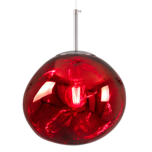 GloboStar® GLOBOSTAR® DIXAR 00762 Μοντέρνο Κρεμαστό Φωτιστικό Οροφής με Ντουί 1 x E27 AC 220-240V IP20 - Κόκκινο & Ασημί - Μ28 x Π28 x Υ40cm