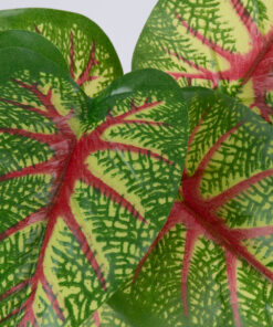 GloboStar® GloboStar® CALADIUM 78218 Τεχνητό Φυτό Καλάδιο - Μπουκέτο Διακοσμητικών Φυτών - Κλαδιών με Φύλλωμα Πράσινο - Κίτρινο - Κόκκινο Υ23cm