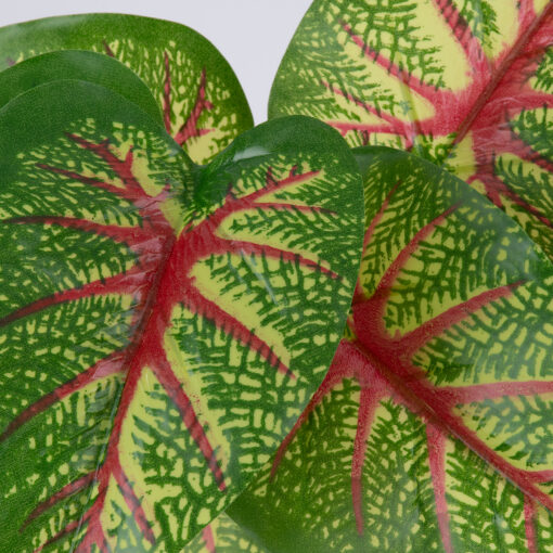 GloboStar® GloboStar® CALADIUM 78218 Τεχνητό Φυτό Καλάδιο - Μπουκέτο Διακοσμητικών Φυτών - Κλαδιών με Φύλλωμα Πράσινο - Κίτρινο - Κόκκινο Υ23cm