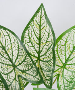 GloboStar® GloboStar® SYNGONIUM 78224 Τεχνητό Φυτό Συγγόνιο - Μπουκέτο Διακοσμητικών Φυτών - Κλαδιών με Φύλλωμα Πράσινο - Λευκό Υ37cm