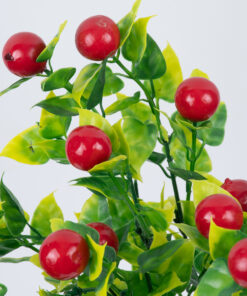 GloboStar® GloboStar® BUTCHERS BROOM 78268 Τεχνητό Φυτό Ρούσκος - Μπουκέτο Διακοσμητικών Φυτών - Κλαδιών με Φύλλωμα Πράσινο - Κόκκινο - Κίτρινο Υ30cm