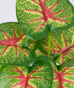 GloboStar® GloboStar® CALADIUM 78271 Τεχνητό Φυτό Καλάδιο - Μπουκέτο Διακοσμητικών Φυτών - Κλαδιών με Φύλλωμα Πράσινο - Κόκκινο - Κίτρινο Υ28cm