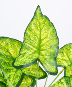 GloboStar® GloboStar® ELEPHANT EARS 78273 Τεχνητό Φυτό Κολοκάσια - Μπουκέτο Διακοσμητικών Φυτών - Κλαδιών με Φύλλωμα Πράσινο - Κίτρινο Υ40cm