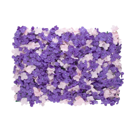 GloboStar® GloboStar® 78329 Artificial - Συνθετικό Τεχνητό Διακοσμητικό Πάνελ Λουλουδιών - Κάθετος Κήπος Ορτανσία - Ροζ - Μωβ Μ60 x Υ40 x Π5cm