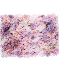 GloboStar® GloboStar® 78331 Artificial - Συνθετικό Τεχνητό Διακοσμητικό Πάνελ Λουλουδιών - Κάθετος Κήπος Τριαντάφυλλο - Ορτανσία - Βιολέτα - Ροζ - Λιλά Μ60 x Υ40 x Π7cm