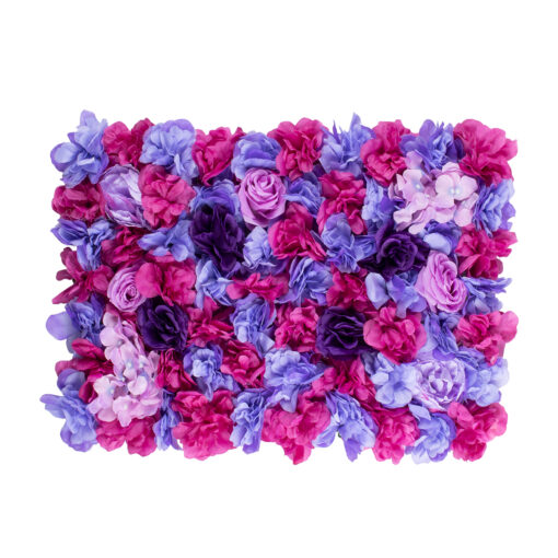 GloboStar® GloboStar® 78332 Artificial - Συνθετικό Τεχνητό Διακοσμητικό Πάνελ Λουλουδιών - Κάθετος Κήπος Τριαντάφυλλο - Ορτανσία - Βιολέτα - Φουξια - Μωβ - Γαλάζιο Μ60 x Υ40 x Π7cm