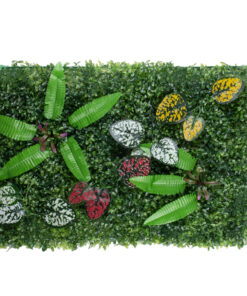 GloboStar® GloboStar® 78429 Artificial - Συνθετικό Τεχνητό Διακοσμητικό Πάνελ Φυλλωσιάς - Κάθετος Κήπος Πυξάρι - Φτέρη - Πόλκα - Λευκό - Κίτρινο - Κόκκινο - Μωβ Μ60 x Υ40 x Π7cm