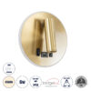 GloboStar® GloboStar® LADY-R 60940 Μοντέρνο Φωτιστικό Τοίχου - Απλίκα Ξενοδοχείου Bed Side LED 6W 600lm 36° & 360° AC 220-240V - Reading Light & Κρυφός Φωτισμός - Φορτιστής USB 3A - Φ15 x Υ7cm - Φυσικό Λευκό 4500K - Χρυσό Πλατίνα - 3 Χρόνια Εγγύηση