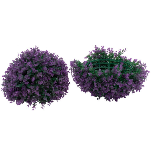 GloboStar® GloboStar® 78521 Artificial - Συνθετικό Τεχνητό Διακοσμητικό Φυτό Θάμνος Πυξάρι Πράσινο - Μωβ Φ36cm
