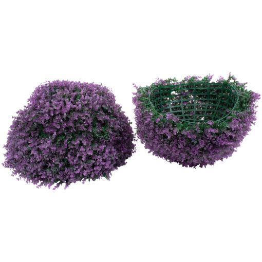 GloboStar® GloboStar® 78523 Artificial - Συνθετικό Τεχνητό Διακοσμητικό Φυτό Θάμνος Πυξάρι Πράσινο - Μωβ Φ56cm