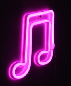 GloboStar® 78571 Φωτιστικό Ταμπέλα Φωτεινή Επιγραφή NEON LED Σήμανσης MUSIC NOTE 5W με Καλώδιο Τροφοδοσίας USB - Μπαταρίας 3xAAA (Δεν Περιλαμβάνονται) - Ροζ 11 78571 5