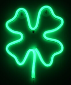 GloboStar® 78572 Φωτιστικό Ταμπέλα Φωτεινή Επιγραφή NEON LED Σήμανσης FOUR LEAF CLOVER 5W με Καλώδιο Τροφοδοσίας USB - Μπαταρίας 3xAAA (Δεν Περιλαμβάνονται) - Πράσινο 10 78572 4