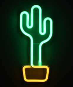 GloboStar® 78574 Φωτιστικό Ταμπέλα Φωτεινή Επιγραφή NEON LED Σήμανσης CACTUS 5W με Καλώδιο Τροφοδοσίας USB - Μπαταρίας 3xAAA (Δεν Περιλαμβάνονται) - Πράσινο - Κίτρινο 10 78574 4