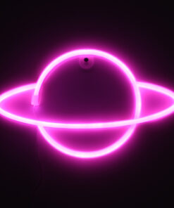 GloboStar® 78588 Φωτιστικό Ταμπέλα Φωτεινή Επιγραφή NEON LED Σήμανσης PLANET SATURN 5W με Καλώδιο Τροφοδοσίας USB - Μπαταρίας 3xAAA (Δεν Περιλαμβάνονται) - Ροζ 10 78588 4