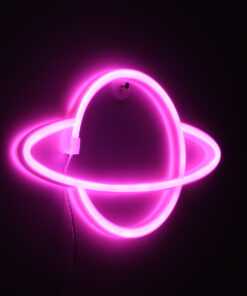 GloboStar® 78588 Φωτιστικό Ταμπέλα Φωτεινή Επιγραφή NEON LED Σήμανσης PLANET SATURN 5W με Καλώδιο Τροφοδοσίας USB - Μπαταρίας 3xAAA (Δεν Περιλαμβάνονται) - Ροζ 11 78588 5