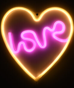 GloboStar® 78591 Φωτιστικό Ταμπέλα Φωτεινή Επιγραφή NEON LED Σήμανσης LOVE & HEART 5W με Καλώδιο Τροφοδοσίας USB - Μπαταρίας 3xAAA (Δεν Περιλαμβάνονται) - Ροζ & Θερμό Λευκό 2700K 10 78591 4