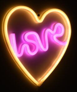 GloboStar® 78591 Φωτιστικό Ταμπέλα Φωτεινή Επιγραφή NEON LED Σήμανσης LOVE & HEART 5W με Καλώδιο Τροφοδοσίας USB - Μπαταρίας 3xAAA (Δεν Περιλαμβάνονται) - Ροζ & Θερμό Λευκό 2700K 11 78591 5