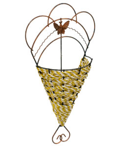 Alternative view of GloboStar® 78602 Κασπώ Τεχνητών Φυτών Επιτοίχιο Μεταλικό με Χάλκινες Λεπτομέρειες και Λευκό Χρυσό Σχοινί Μ16.5 x Π6.5 x Υ29cm