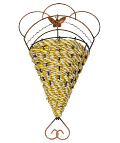 GloboStar® 78602 Κασπώ Τεχνητών Φυτών Επιτοίχιο Μεταλικό με Χάλκινες Λεπτομέρειες και Λευκό Χρυσό Σχοινί Μ16.5 x Π6.5 x Υ29cm 8 78602 5