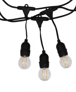 GLOBOSTAR® E27GARLAND 78984 Μοντέρνο Φωτιστικό Κήπου Γιρλάντα 15m με Ντουί 15 x E27 & Πρίζα Schuko Επεκτεινόμενη 90° AC 220-240V IP65 - Μαύρο - Μ1500 x Π92 x Υ16cm 13 78984 4